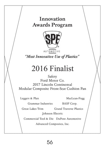 56 Safety: Modular Composite Front-Seat Cushion Pan - 2016 Finalist