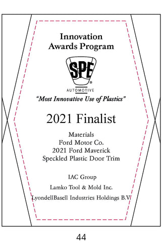 44 Materials: Speckled Plastic Door Trim - 2021 Finalist