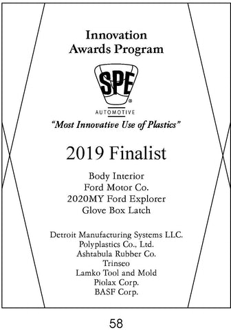 58 Body Interior:  Glove Box Latch - 2019 Finalist