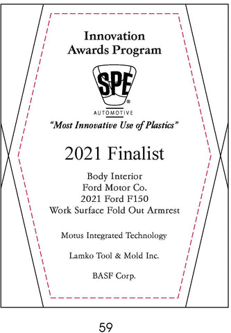 59 Body Interior: Work Surface Fold Out Armrest - 2021 Finalist