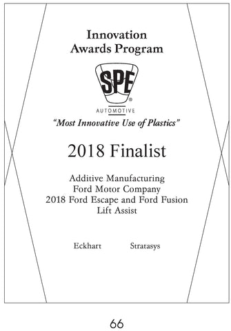 66 Additive Manufacturing:  Lift Assist - 2018 Finalist