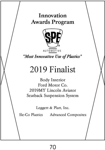 70 Body Interior: Seatback Suspension System - 2019 Finalist