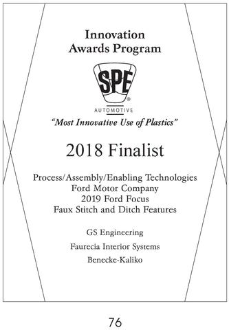 76 Process/Assembly/Enabling Technologies: Faux Stitch and Ditch Features - 2018 Finalist