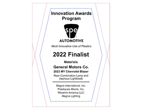 81 Materials: Rear Combination Lamp and Applique Lightblade - 2022 Finalist