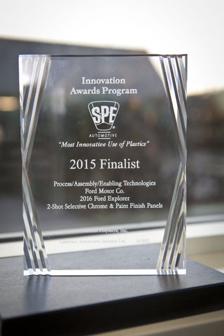 33 Process/Assembly/Enabling Technologies Two-Shot Selective Chrome and Paint FinishPanels - 2015 Finalist