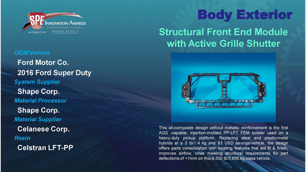 BE: Structural Front End Module with Active Grille Shutter - 2016 Disp ...