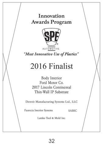 32 Body Interior:  Thin-Wall IP Substrate - 2016 Finalist