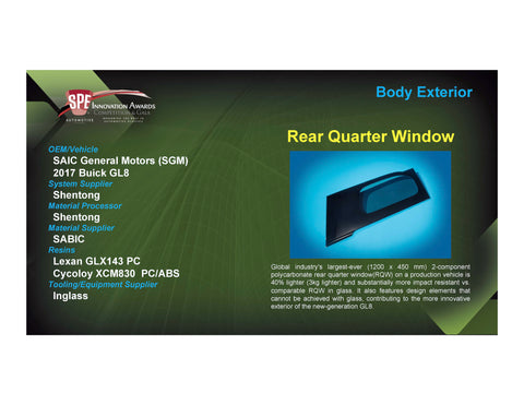 BE: Rear Quarter Window - 2017 Foam Board Plaque