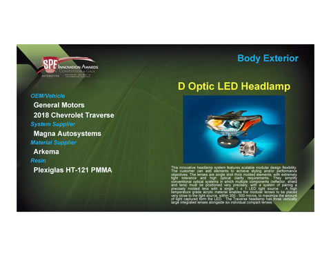 BE: D Optic LED Headlamp - 2017 Foam Board Plaque
