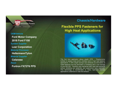 C/H: Flexible PPS Fasteners for High Heat Applications - 2017 Foam Board Plaque