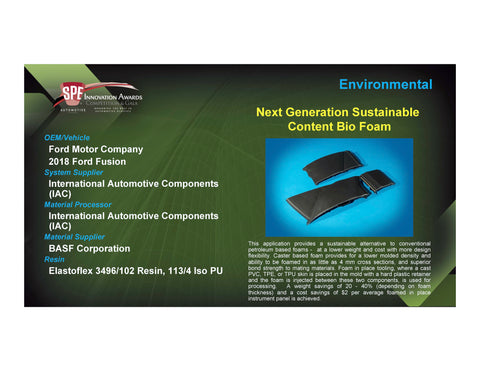 ENV: Next Generation Sustainable Content Bio Foam - 2017 Foam Board Plaque