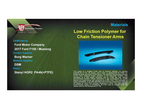 MAT: Low Friction Polymer for Chain Tensioner Arms - 2017 Foam Board Plaque