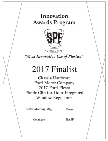 27 Chassis/Hardware: Plastic Clip for Door Integrated Window Regulators - 2017 Finalist