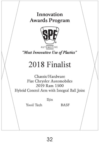 32 Chassis Hardware:  Hybrid Control Arm with Integral Ball Joint - 2018 Finalist