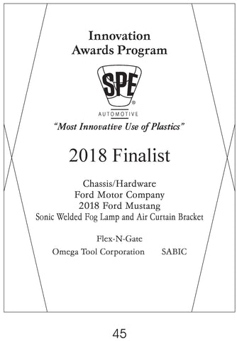 45 Chassis/Hardware:  Sonic Welded Fog Lamp and Air Curtain Bracket - 2018 Finalist