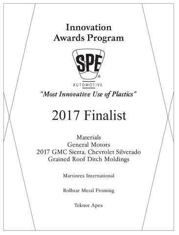 51 Materials: Grained Roof Ditch Moldings - 2017 Finalist