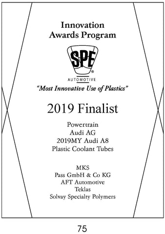 75 Powertrain: Plastic Coolant Tubes - 2019 Finalist