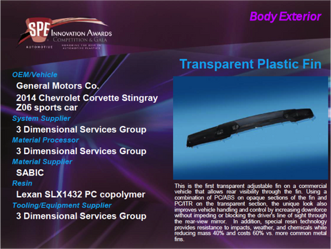 BE - Transparent Plastic Fin 9 x 12 Display Plaque