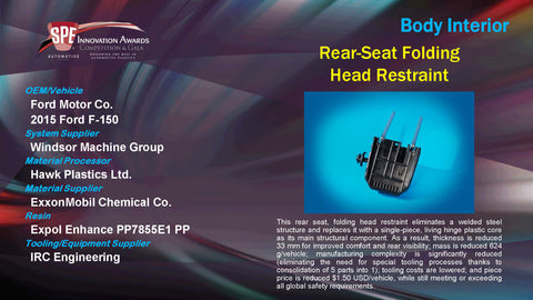 BI Rear Seat Foling head Restraint - 2015 Display Plaque