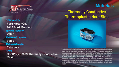 MA Thermally Conductive Thermoplastic Heat Sink - 2015 Display Plaque