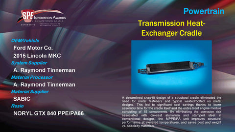 PT Transmission Heat-Exchanger Cradle - 2015 Display Plaque