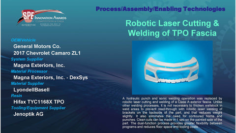 PAET:  Robotic Laser Cutting & Welding of TPO Fascia - 2016 Display Plaque