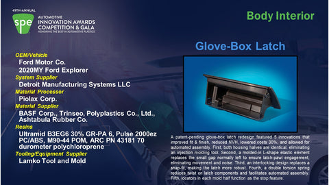 BI: Glove Box Latch - 2019 Foam Board Plaque